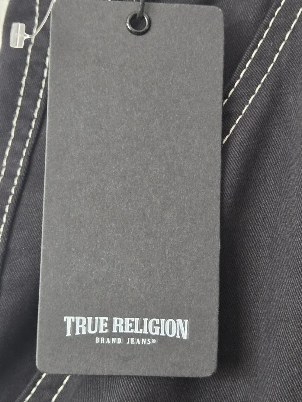 NWT True Religion Men's Cargo Pants  36x32 Black Contrast Stitch Straight Leg